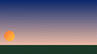 GIF result: the sky breaks into colour bands and dots